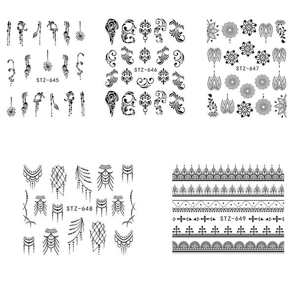 

flower 3d nail art sticker dandelion diy beauty nail decal wraps necklace collar manicure tatoos, Black