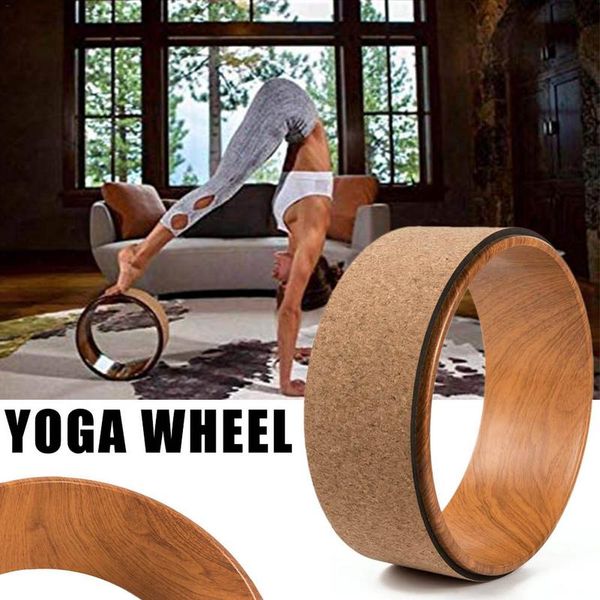 

cork yoga circle round exercise wheel sports bodybuilding sliming tool pilates fitness wheel exercise assistance massage back