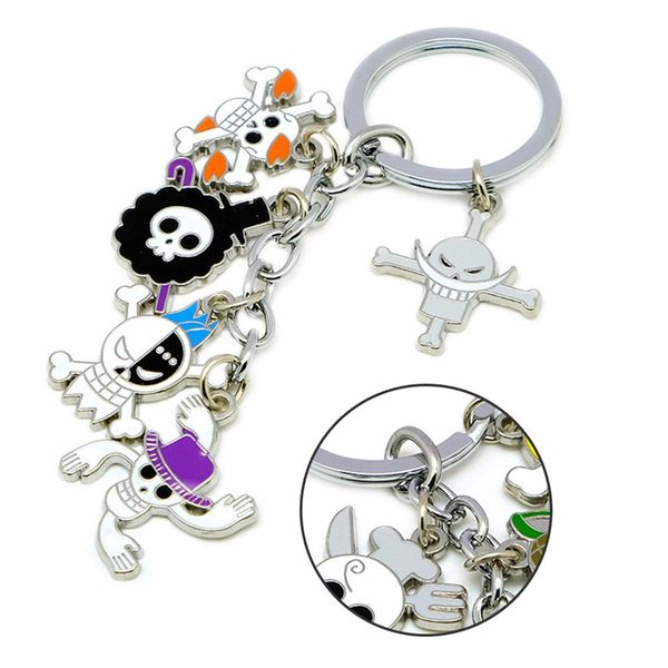 

japan anime one piece keychain car bags charm key chains luffy metal pirates skeleton pendant keyring holder pendant jewelry, Silver