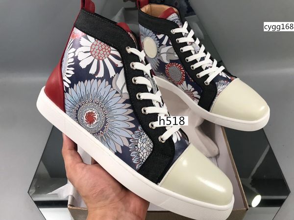 

new men women party designer sneakers leather multi spikes high studded spikes casual flats red bottom studded spikes casual flats 1 4, Black