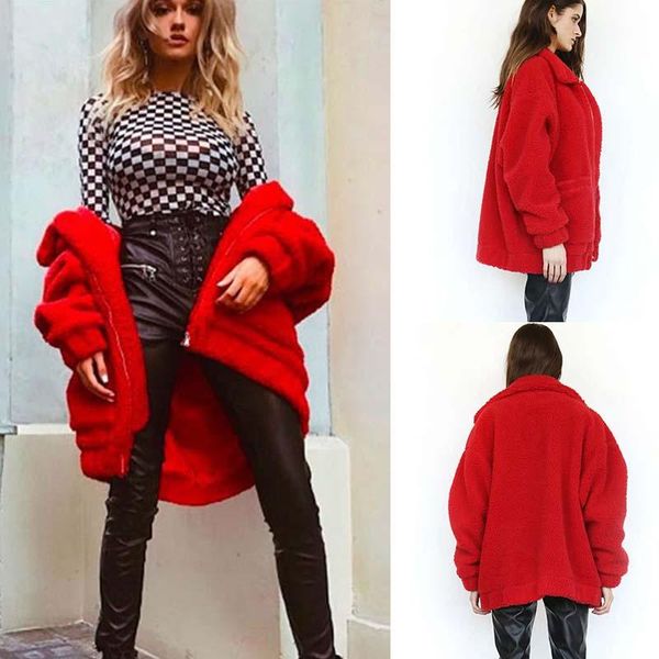 

fashion autumn womens fake wool coat hoodie warm short jacket zipper women jacket 8 colors windbreaker winter casual womens designer jackets, Black;brown