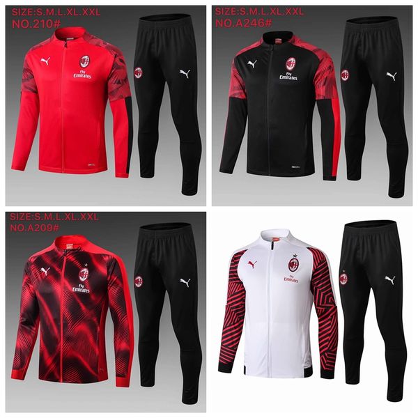 

2018-2019 -2020 ac milan tracksuit survetement jacket set 18-19-20 calhanoglu full zipper soccer jacket sportswear tracksuit, Gray;blue