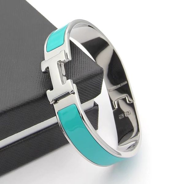 

brand stainless steel 12mm width classic silve color love bracelet bangle for women fashion enamel bracelet wedding jewelry gift, Black