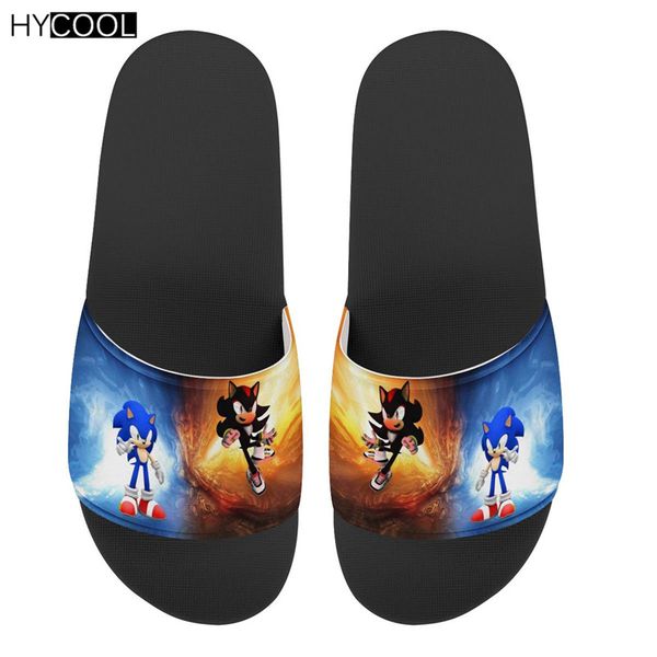 

hycool мужская летняя тапочки мультфильм еж соник печать non-slip плоский пляжная обувь обувь swim аниме мальчиков моды сандалии