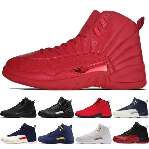 

2019 12s winterized wntr gym red michigan mens basketball shoes the master flu game taxi nyc french blue 12 men sports sneakers designer, White;red