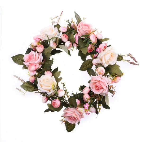 

1pc handmade versatile romantic decorative artificial rose flower wreath garland for wedding door party decoration