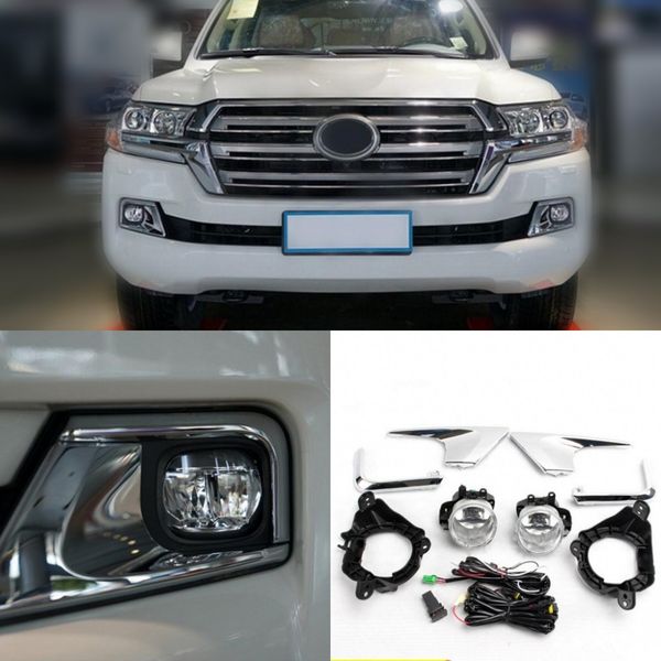 

car oem style directly replacement fog lamp lights w/bulb+switch+wire+bezel/1set for toyota land cruiser lc200 grj200 2016-2018