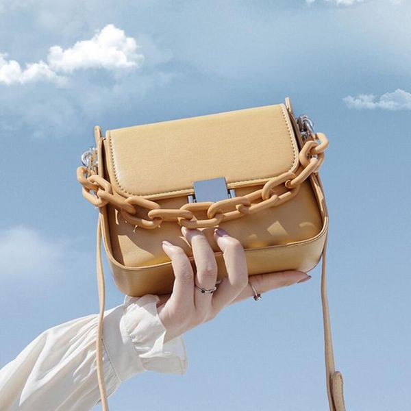 

solid color square crossbody bag 2020 fashion new quality pu leather women's handbag chain tote shoulder messenger bag