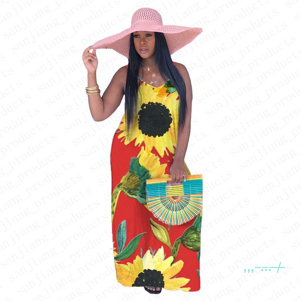 

женщины длинное платье одежда повседневная лето рукавов подсолнечника печатных платья юбка bodycon партии пляж подтяжки длиной до пола юбки, White