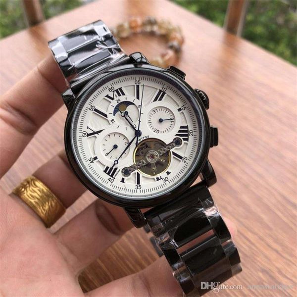 

2019 luxury menswear designer style popular watch luxury quality men's watch leather strap mechanical movement watch, Slivery;brown