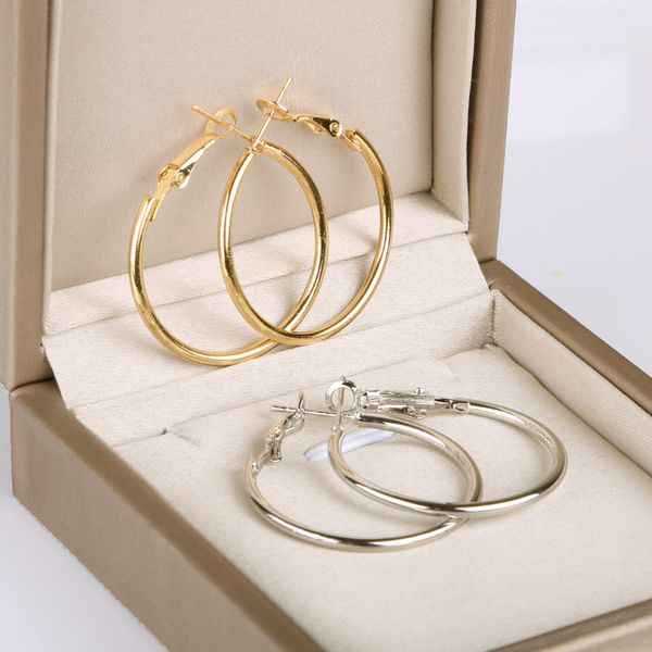 

gold silver color small round hoop earring for women accessories alloy trendy wholesale fashion jewelry daily earings, Golden;silver