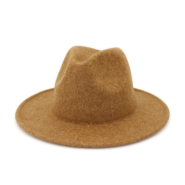 

2020 autumn and winter fashion woolen hat ladies flat eaves big brim jazz hat classic british retro wild