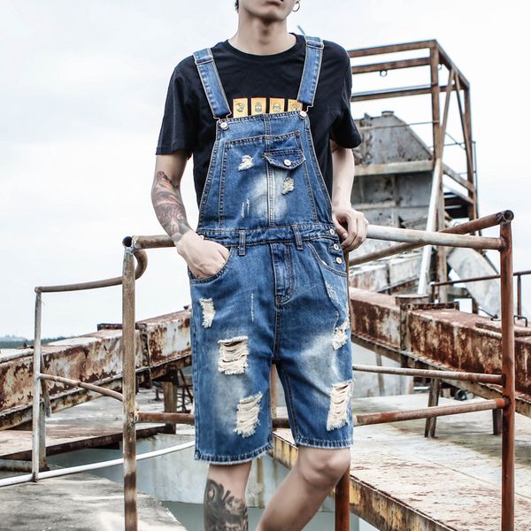 

jeans men 2019 spring and summer new retro denim overalls men's summer korean version of slim denim shorts size s-5xl, Blue