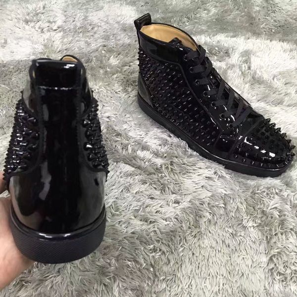 

черная лакированная кожа с шипами кроссовок обувью, высоким качеством red bottom мужчиной, женщины повседневной walking - партии свадебного, Black