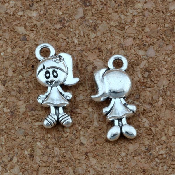 

little girl charm pendants alloy jewelry diy fit bracelets necklace earrings 200pcs/lot antique silver 7.5x15.2mm a-416, Bronze;silver