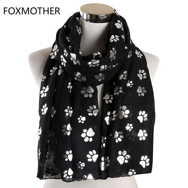 

foxmother new fashion foil sliver white pink black cat dog scarf for pet dog lover mother gifts women scarves 2019, Blue;gray