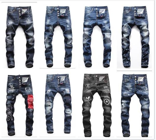 

2020 новых мужчин рип джинсовой рваные джинсы синего хлопка моды пижамы весна / падения мужской тенденции @ 1663, Blue