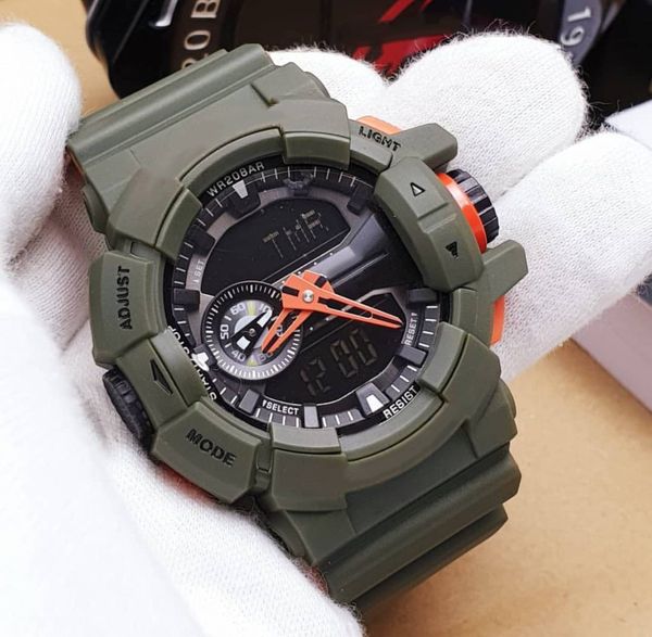 

Армейский зеленый каучуковый ремешок спортивные часы роскошные черные золотые Мужские спортивные брендовые часы GA новая прямая продажа 400 будильник водонепроницаемые спортивные часы