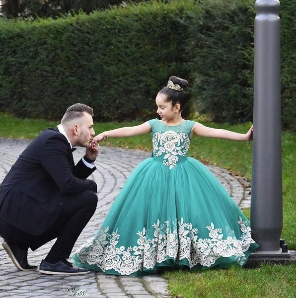 

2020 платья цветочные девочки платья для свадьбы scoop оборки кружева тюль pearls backless смычка princess дети свадьба день рождения, White;blue