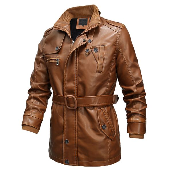 

jaqueta masculino men's autumn winter vintage zipper stand collar solid imitation leather coat chaqueta hombre casaco masculino, Black;brown