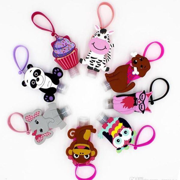 

30ml cute creative cartoon animal bath body works silicone portable hand soap hand sanitizer holder with empty bottle