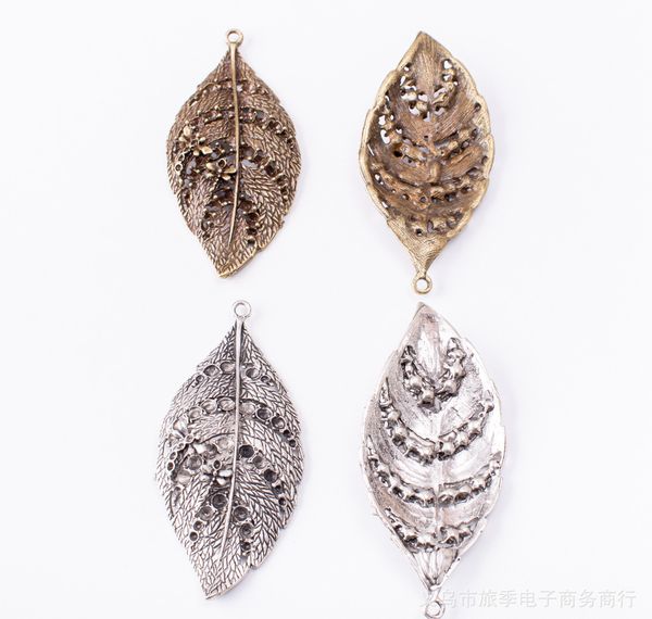 

50pc 32*69mm bronze/anti-silver color big leaf charm leaf pendant for necklace/earring diy women handmade jewelry making, Bronze;silver