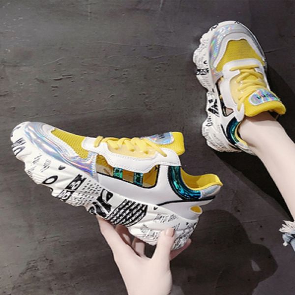 

hollow sneakers female summer net shoes 2019 spring single shoes wild mesh breathable laser old ins tide, Black