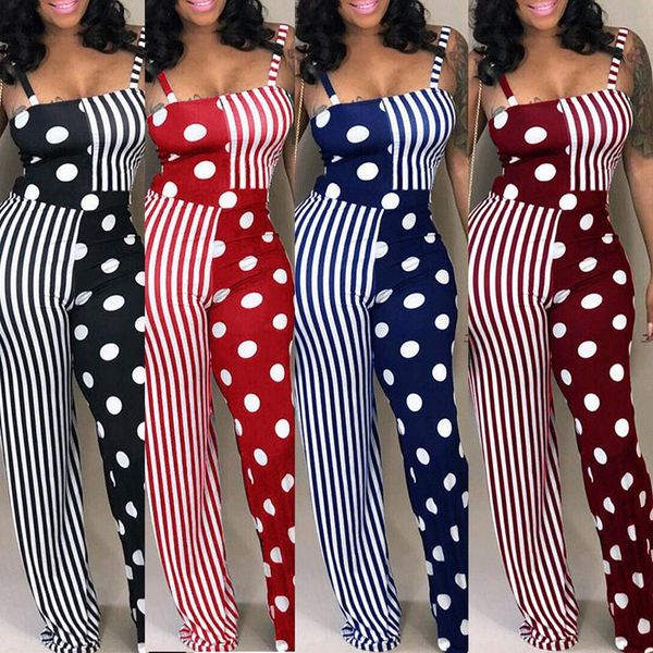 

THEFOUND Fashion Women Sexy Patchwork Striped Jumpsuit Romper Bodycon Playsuit Clubwear Long Trousers Party Pants