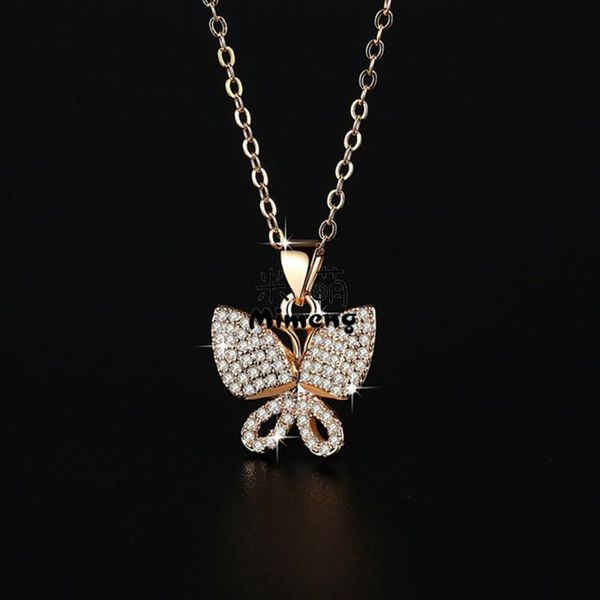 

fashion inlaid butterfly pendant necklace korean style rose gold necklace, Silver