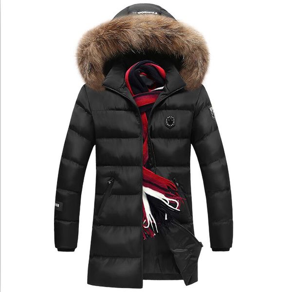 

plus size 6xl winter large fur collar pakra men 2019 new winter coat men coats long slim thickening warm pakras male jacket, Tan;black
