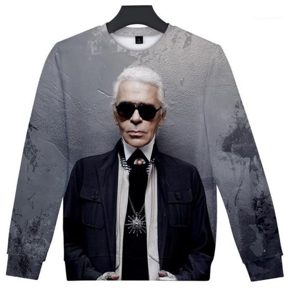 

кофты karl 3d цифровой принт мужские дизайнерские толстовки lagerfeld fashion с длинным рукавом круглый вырез mens cool, Black