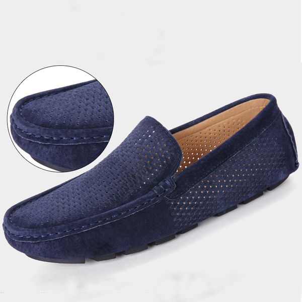 

male khaki shoes new stylish driving shoes hollow out summer breathable casual moccasins loafer england fashion leisure, Black