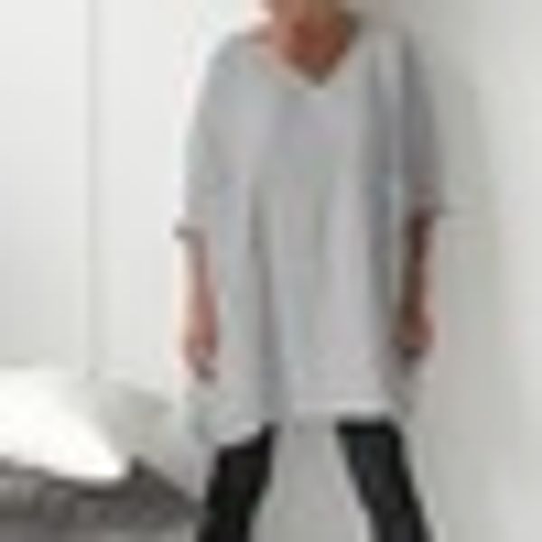 

feitong linen large size blouse women round neck short sleeve blouse cotton v-neck summer casual tunic shirt camisa feminina, White