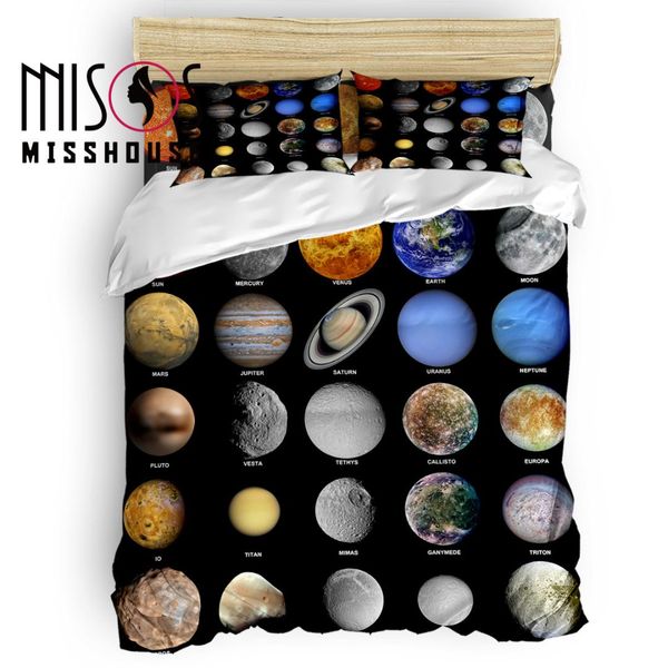 

misshouse galaxy planet duvet cover set bed sheets comforter cover pillowcases 4pcs bedding sets