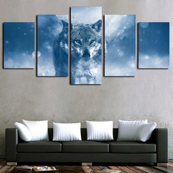 

5 panels canvas prints wall art paintings forest animal wolf paintings abstract posters artworks print on canvas oil paintngs wall decor