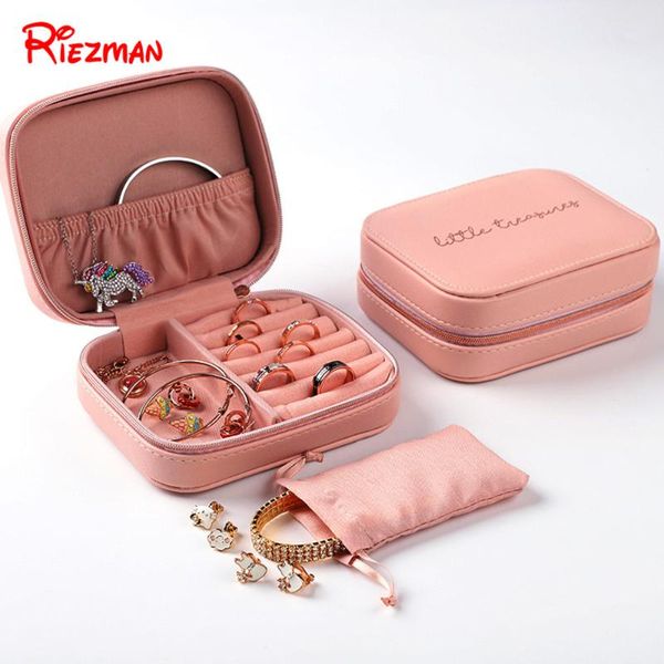 

riezman new simple вишневый кожа pu jewelry box творческий портативный серьги ювелирные изделия кольца dtorage box косметика сумки для путеш