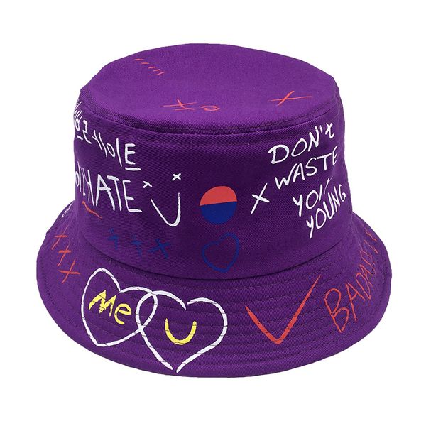 

cloches korean summer harajuku casual bucket hats men women couple hip hop letter printed cotton panama fishing caps