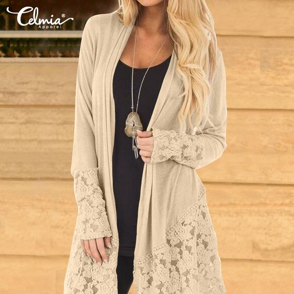 

women asymmetrical retro kimono cardigan celmia 2019 casual lace blouses loose female shirts sunscreen plus size blusas 5xl, White