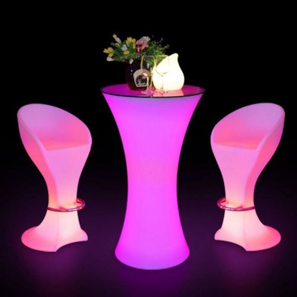 LED de plástico Bar cadeira fezes cadeira de mesa de iluminação multi cor mudança luminosa cadeira de mesa frete grátis