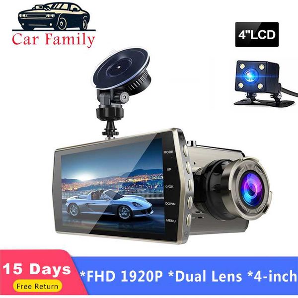 

car family car dvr fhd 1080p dash cam dual lens 4" ips camera front+rear night vision video recorder g-sensor parking monitor
