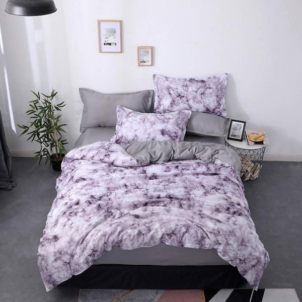 

2019 purple marble print bedding sets microfiber brush polyester bedlinens twin full  king duvet cover set pillowcases