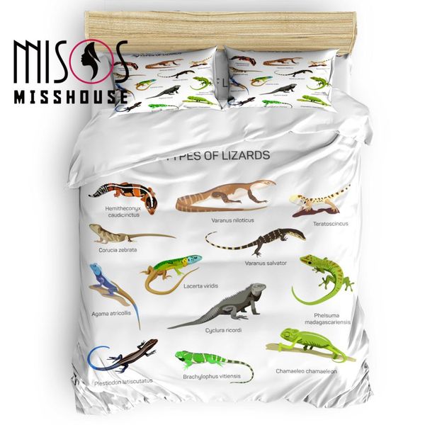 

misshouse type of lizard duvet cover set cartoon animal bed sheets comforter cover pillowcases 4pcs bedding sets