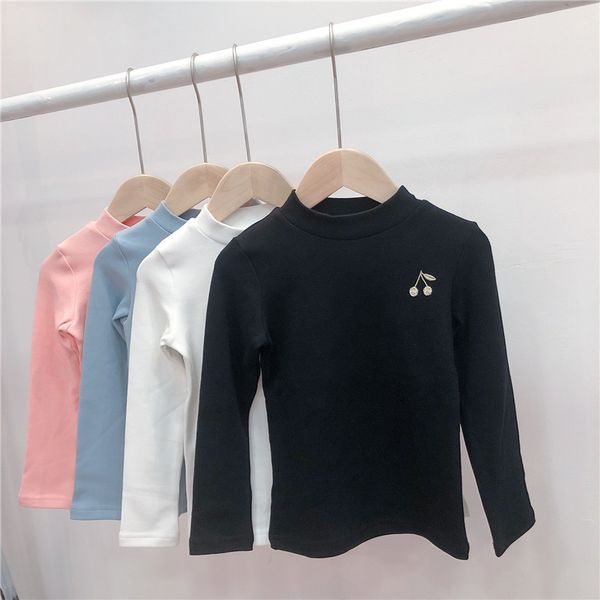 

2019 bp style black&pink long sleeve t shirt brand shirt for kids base shirt autumn cherry pattern brand clothes for girl kids t200228, White;black