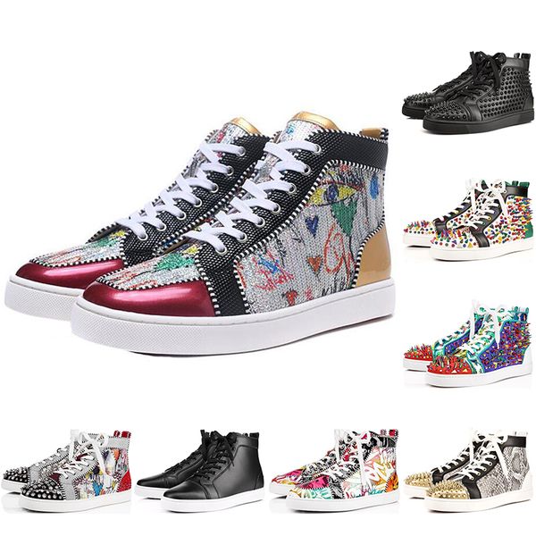 

fashion designer shoes studded spikes flats shoes red bottoms shoes mens womens party lovers genuine leather sneakers