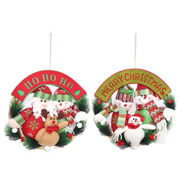 

christmas decor santa claus hanging adorable xmas ornaments festival multicolors door decoration wreath circle kawaii
