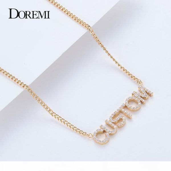 

doremi crystal pendant letters necklace for women custom jewelry custom name necklaces numbers personalized zirconia pendant, Silver