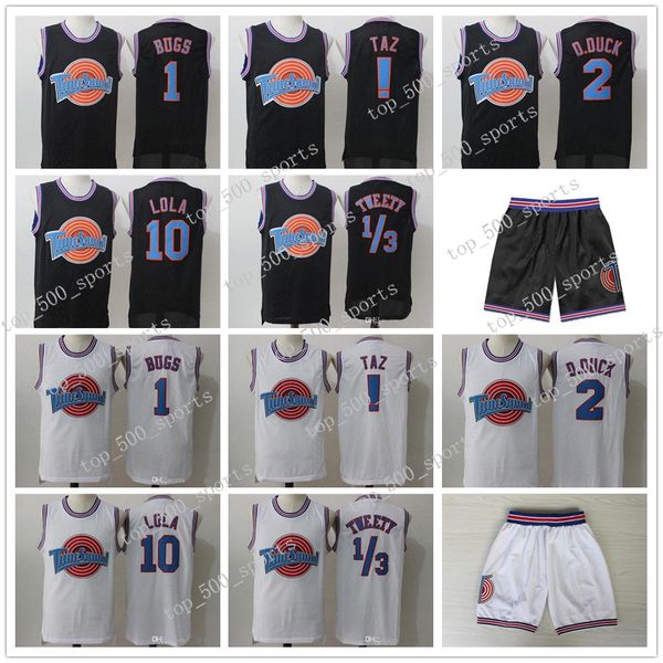 

mens tune squad space jam movie jersey 1 bugs bunny 2 daffy duck 1/3 tweety bird 10 lola bunny 100% stitched basketball jerseys, Black