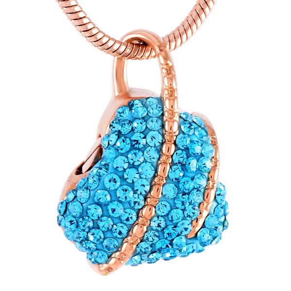 

ijd8359 stainless steel blue crystal rose gold pendant heart memorial to hold cremated for ashes urn for women jewelry, Silver