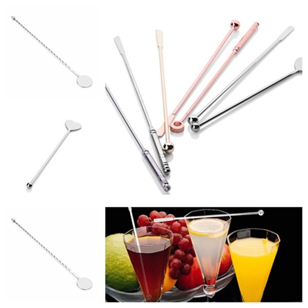 

8 designs martini cocktail stirring rod stainless steel picks barswizzle sticks cocktail decoration bar tools barware t2i5440