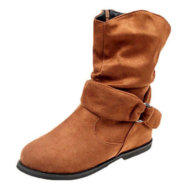 

women autumn extra wide vintage pu leather zipper buckle ankle boots flat heel, Black